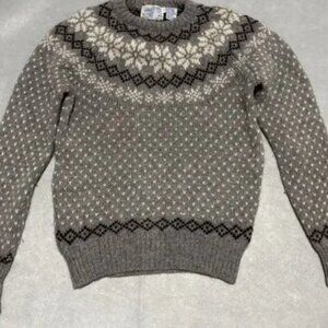 Norther Isles Sweater VTG Australian Wool‎ Women’s Large Fair Isle Gray Ivory